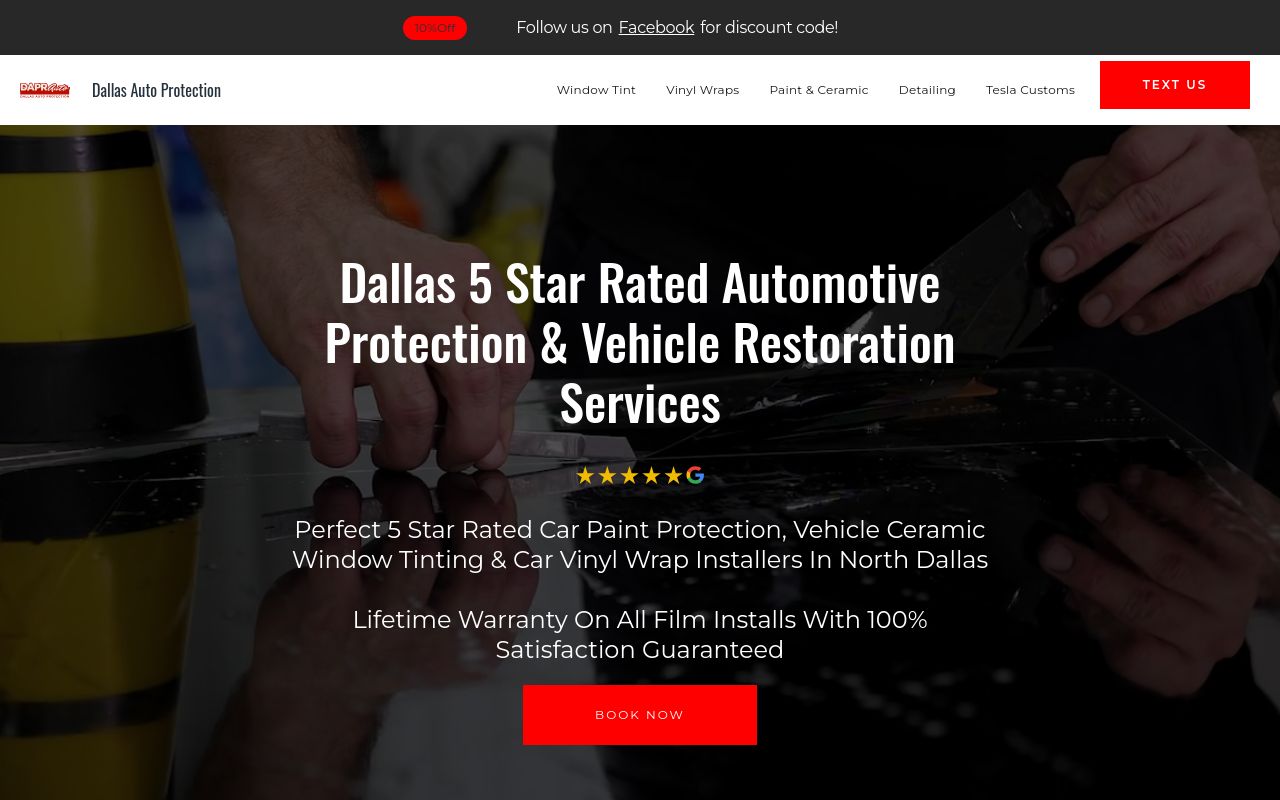 Homepage of Dallas Wrap Studio's website