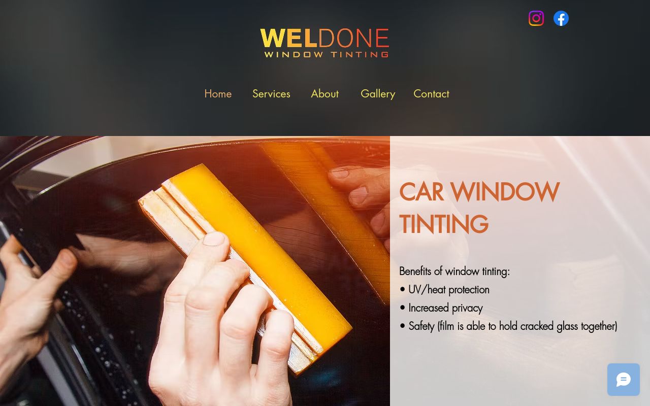 Homepage of Weldone Window Tinting's website