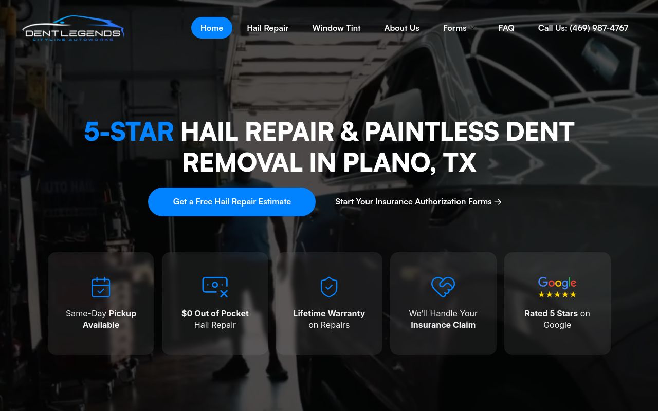 Homepage of Dent Legends's website
