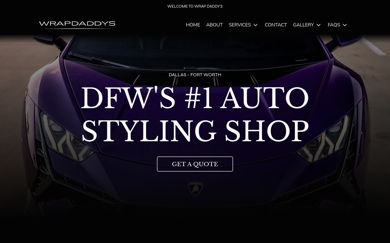 Homepage of Wrap Daddy’s's website