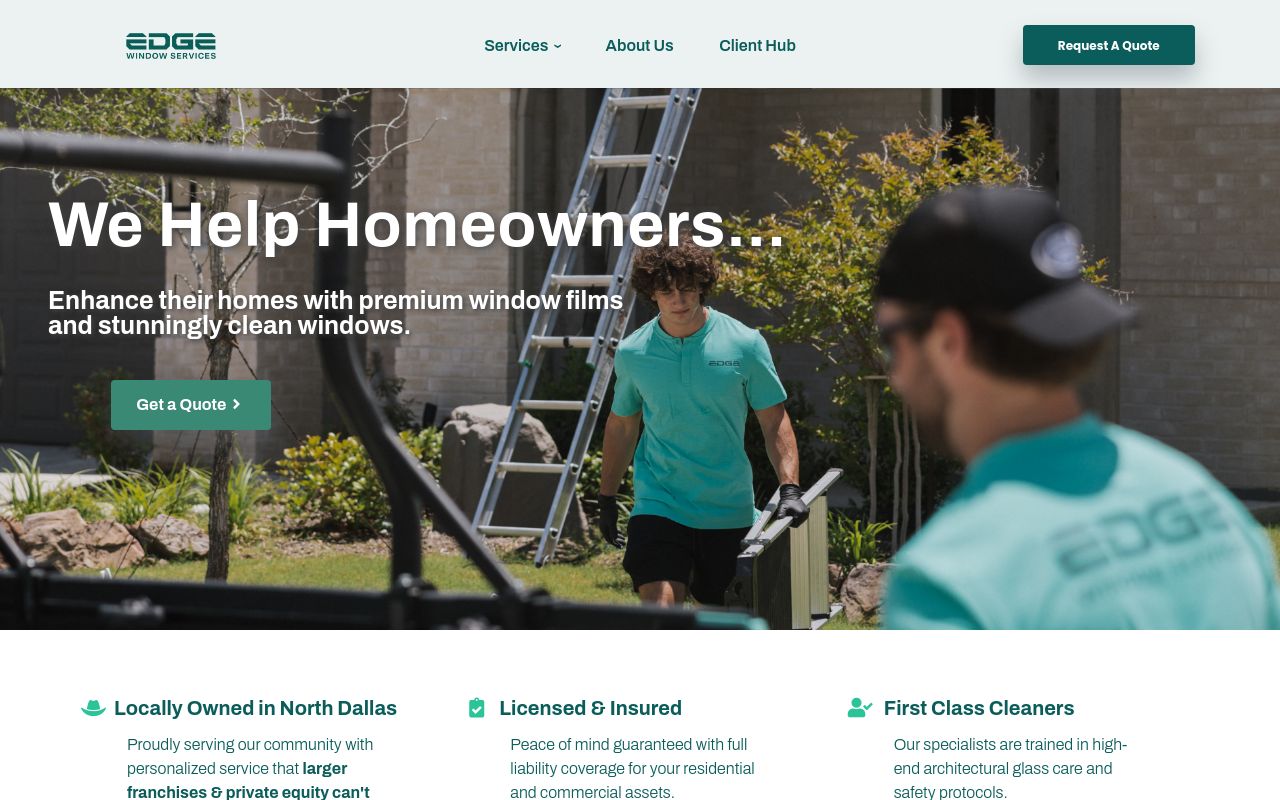 Homepage of EDGE Window Services (previously Alta Cleaning)'s website