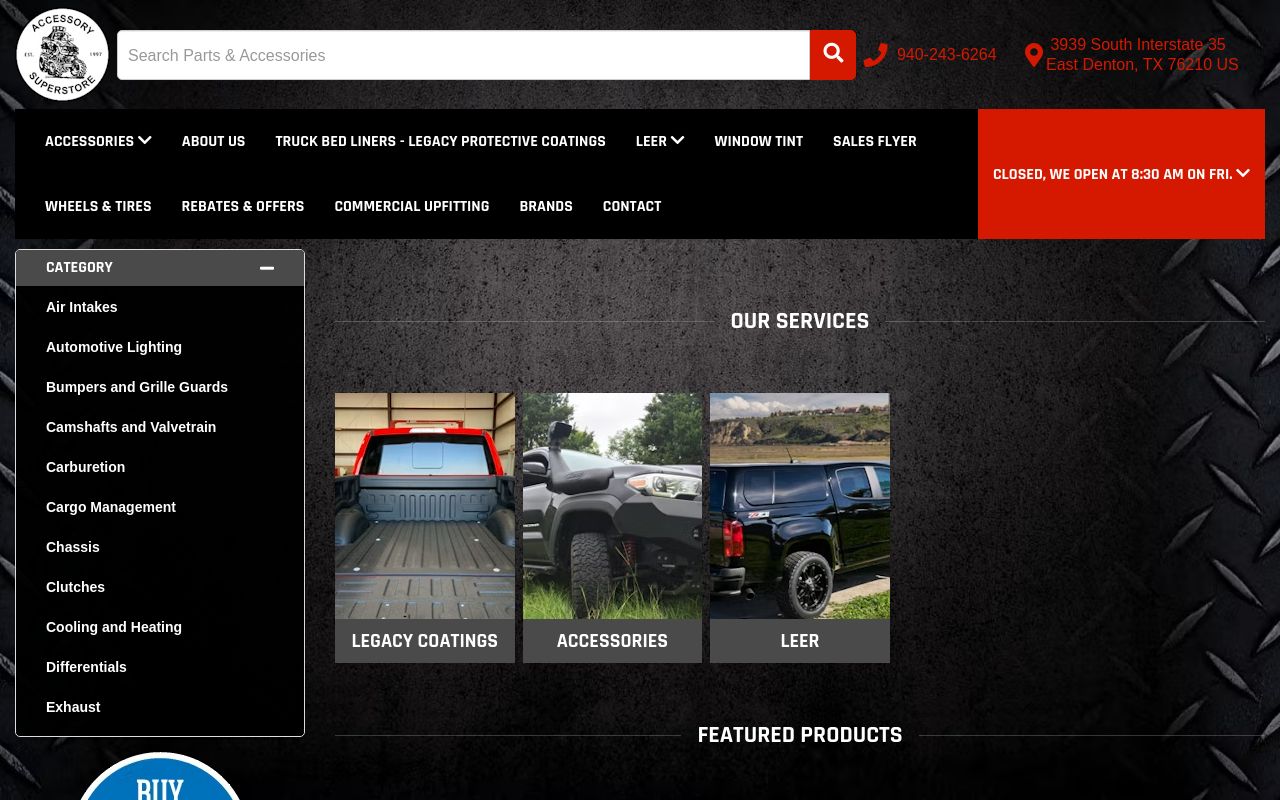 Homepage of Accessory Superstore's website