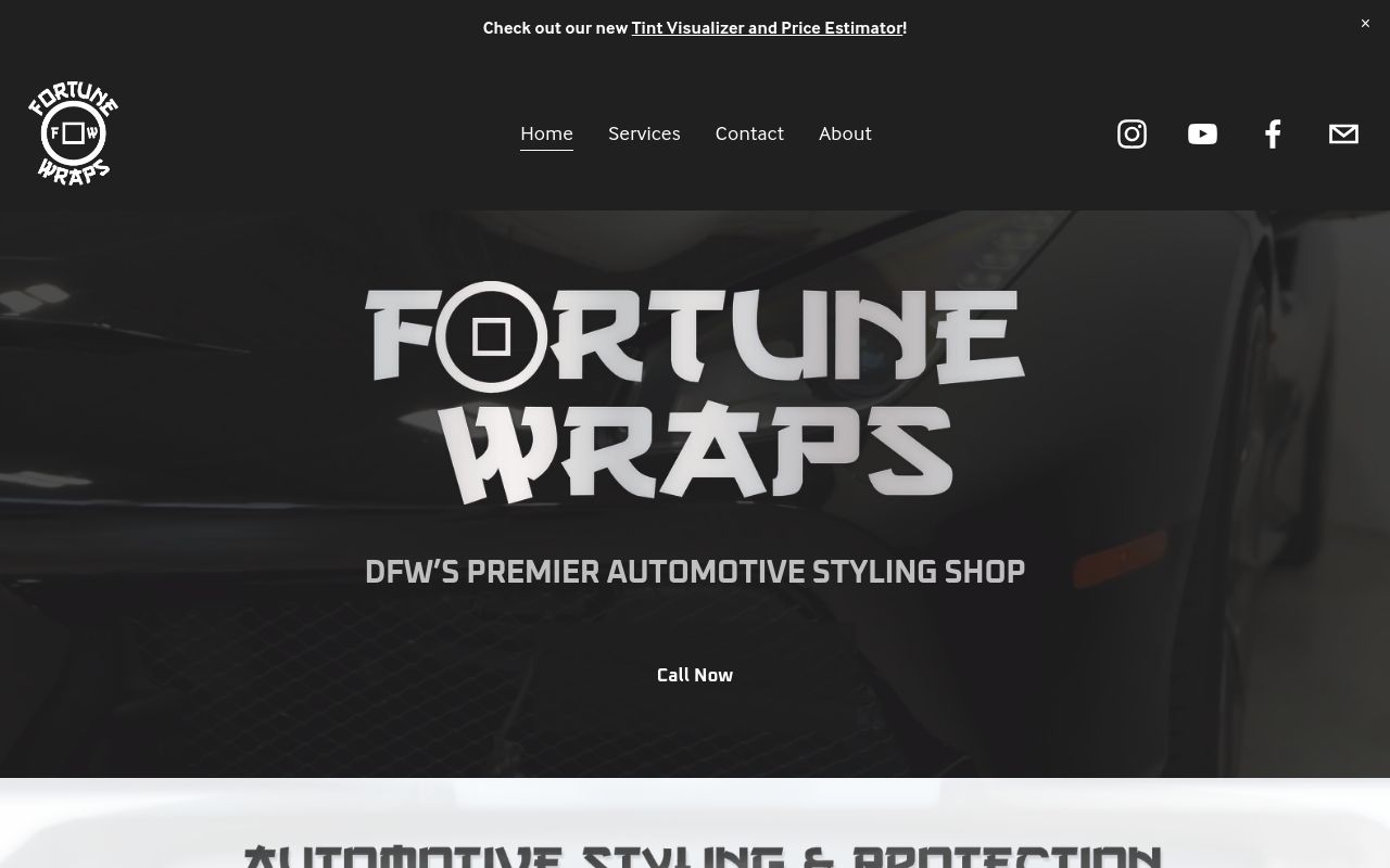 Homepage of Fortune Wraps's website