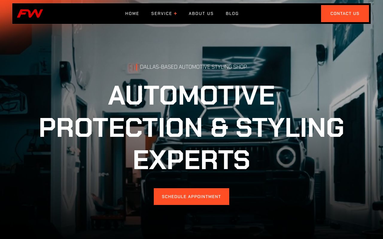 Homepage of Forrenn Wraps and Tint's website