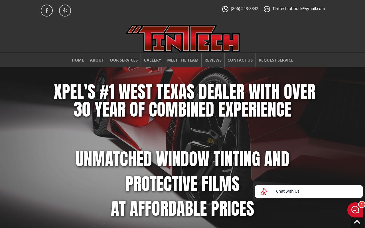 Homepage of Tint Tech's website