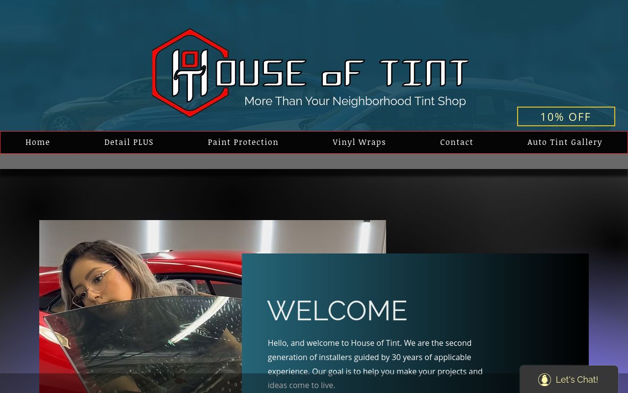Homepage of HOUSE OF TINT, INC.'s website