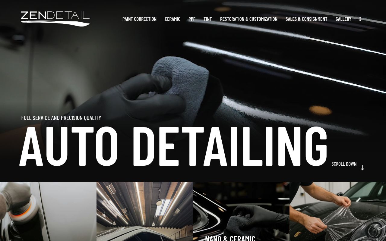 Homepage of Zen Detail's website