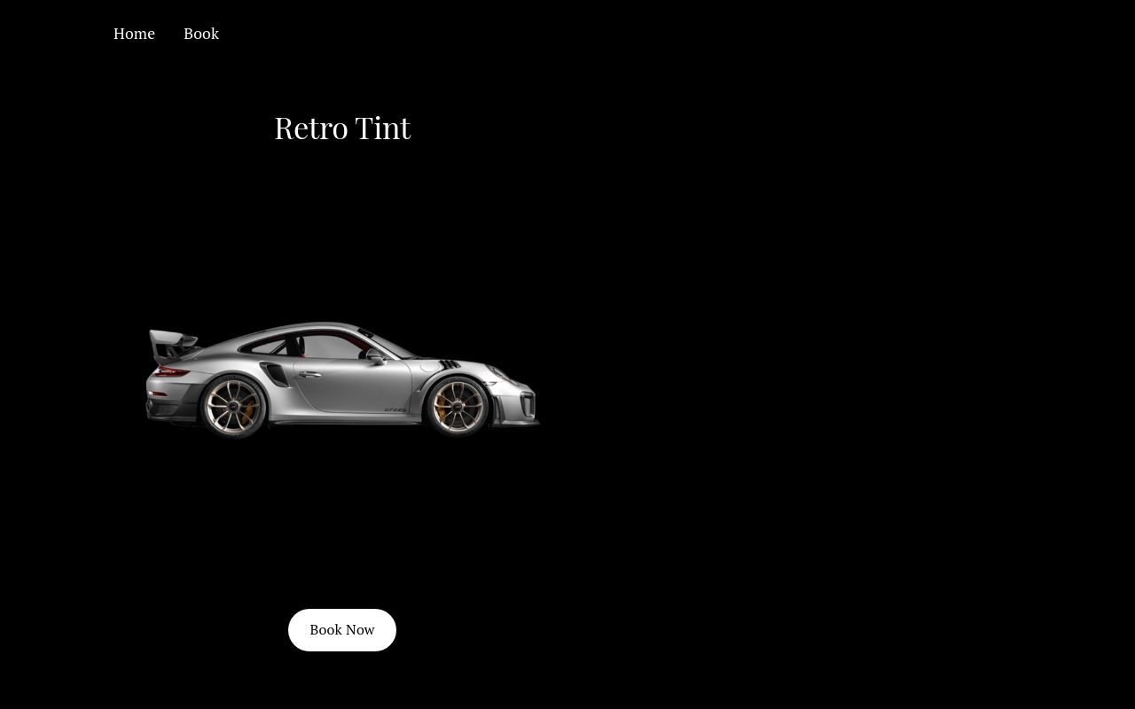 Homepage of Retro Tint's website