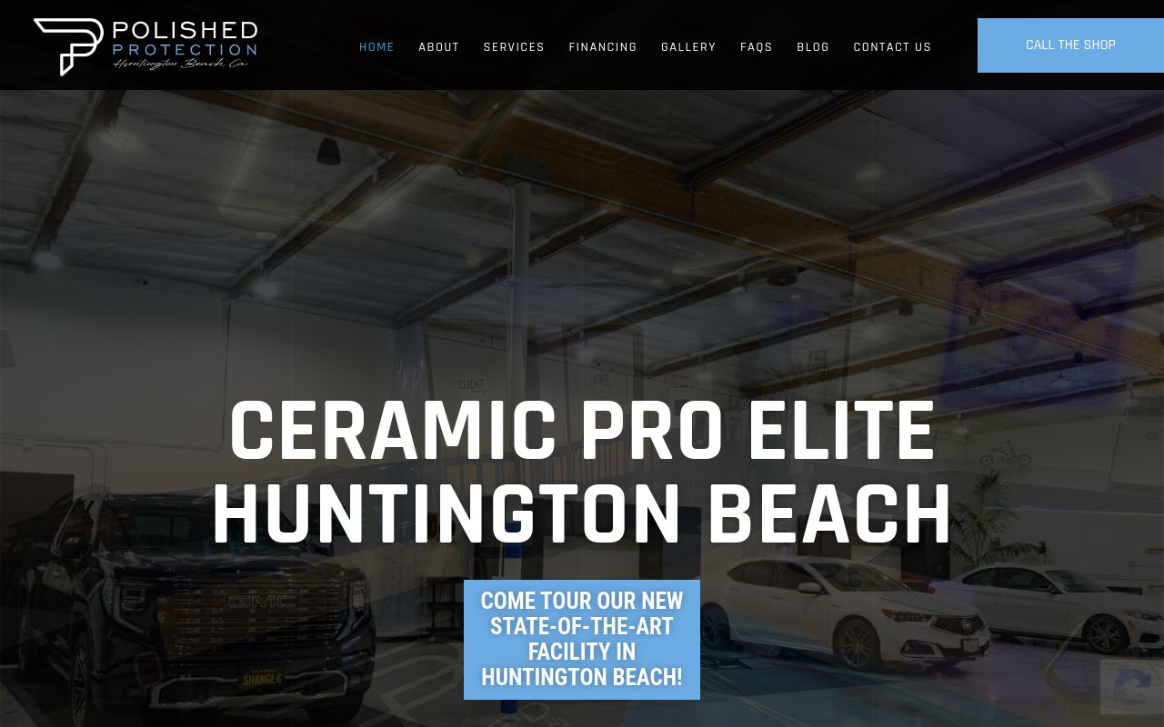 Homepage of Polished Protection - Ceramic Pro Elite Huntington Beach's website