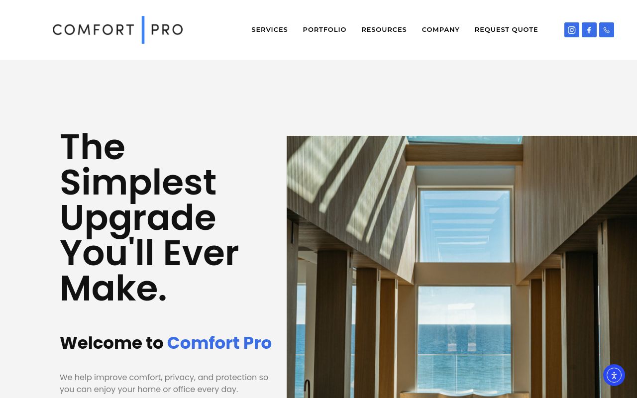 Homepage of Comfort Pro's website