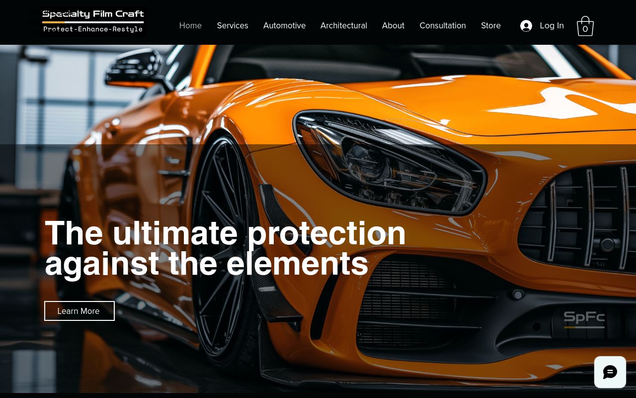 Homepage of Specialty Film Craft's website