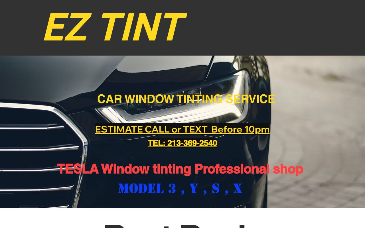 Homepage of Ez tint's website