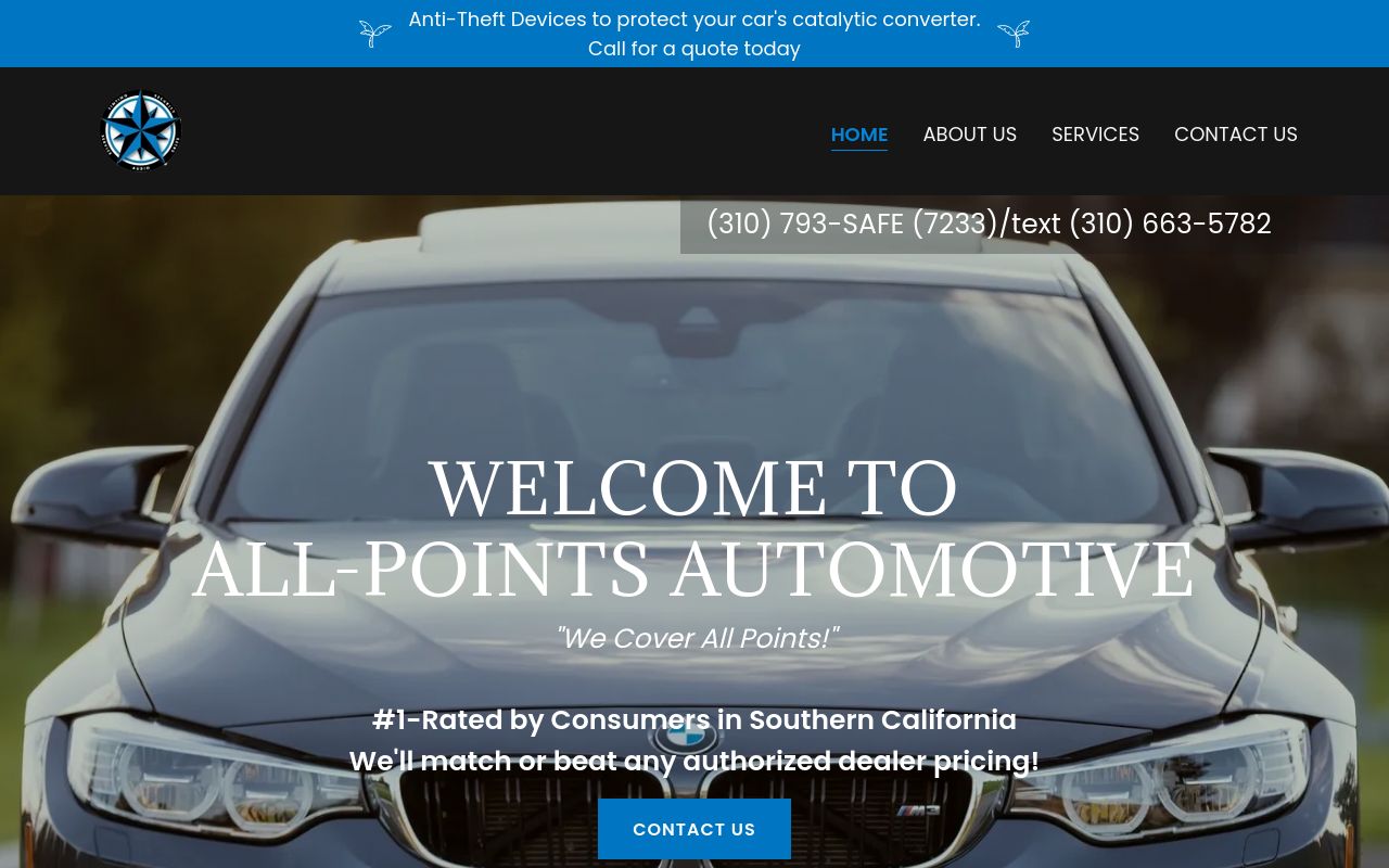Homepage of All Points Automotive, Inc.'s website