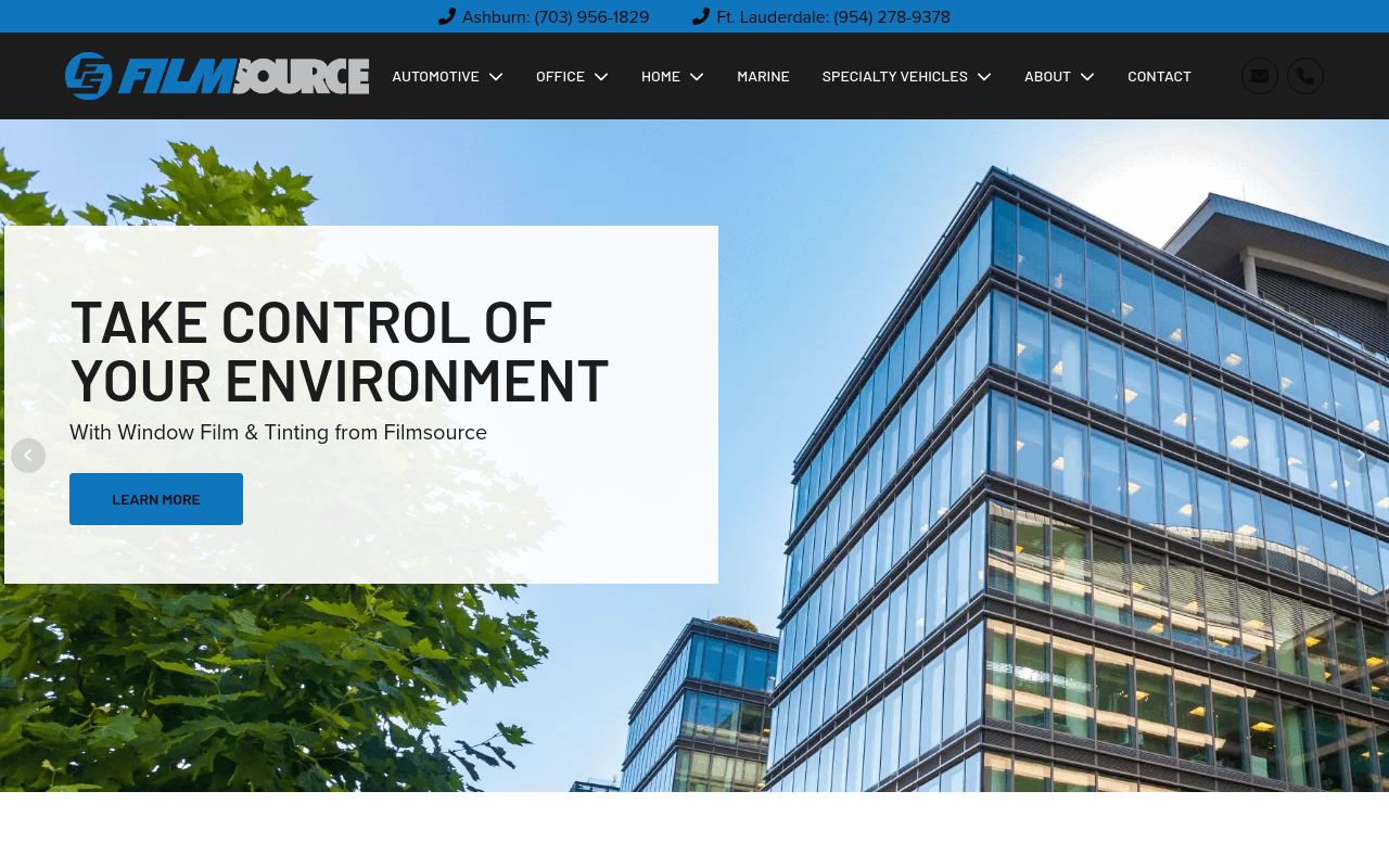 Homepage of Film Source's website