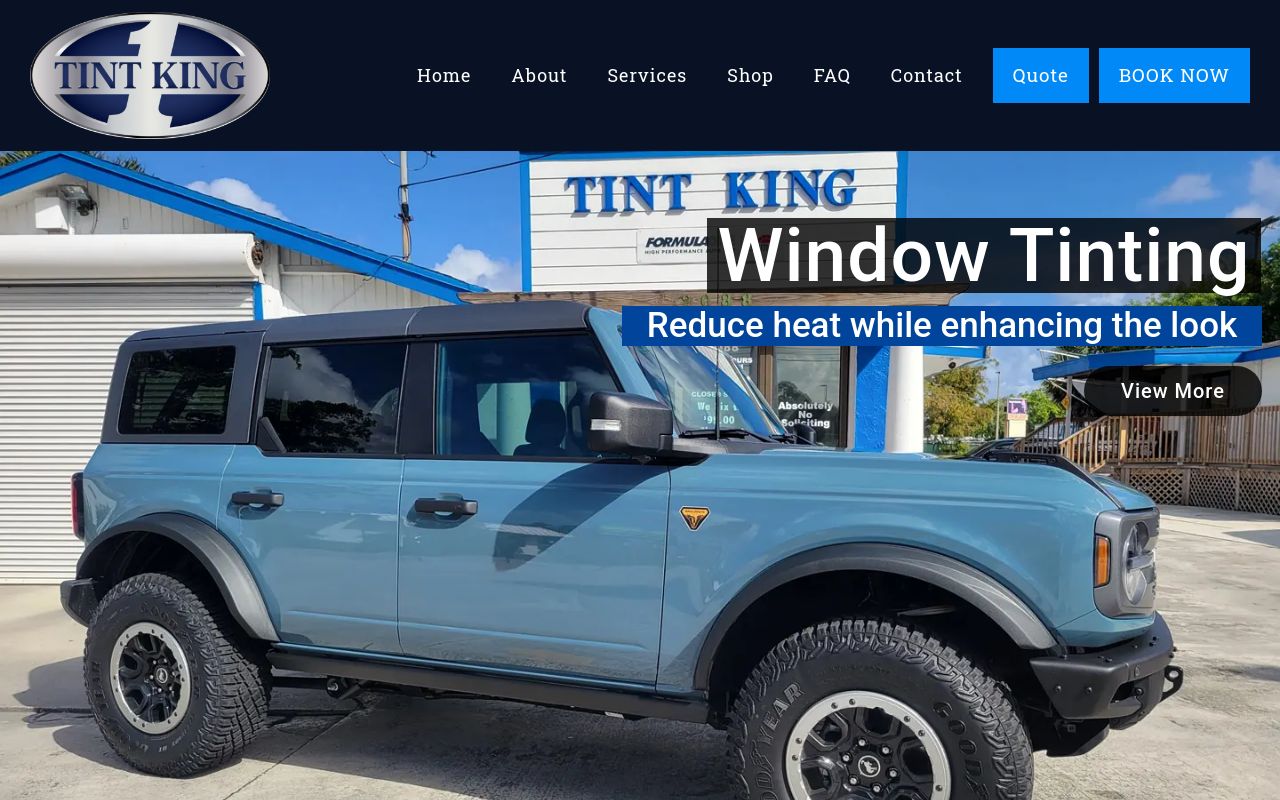 Homepage of TINT KING FormulaOne Dealer's website
