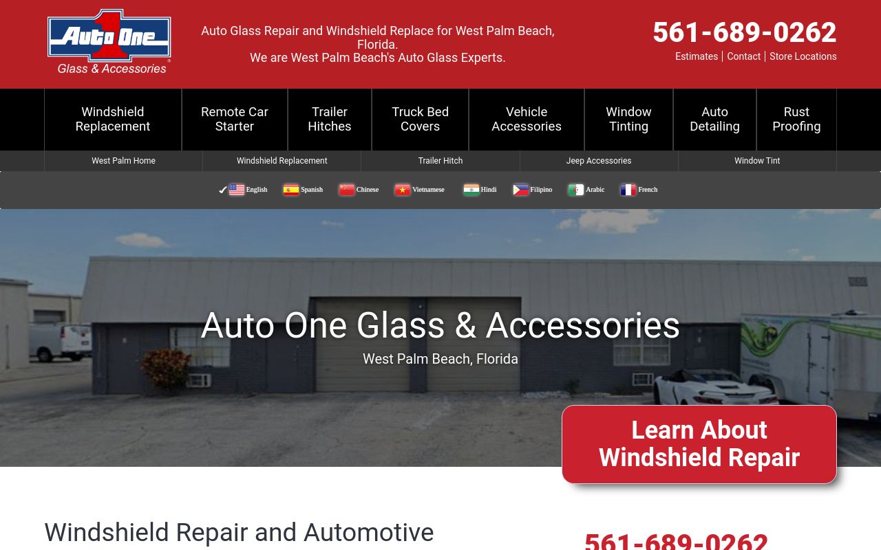 Homepage of Auto One West Palm Beach's website