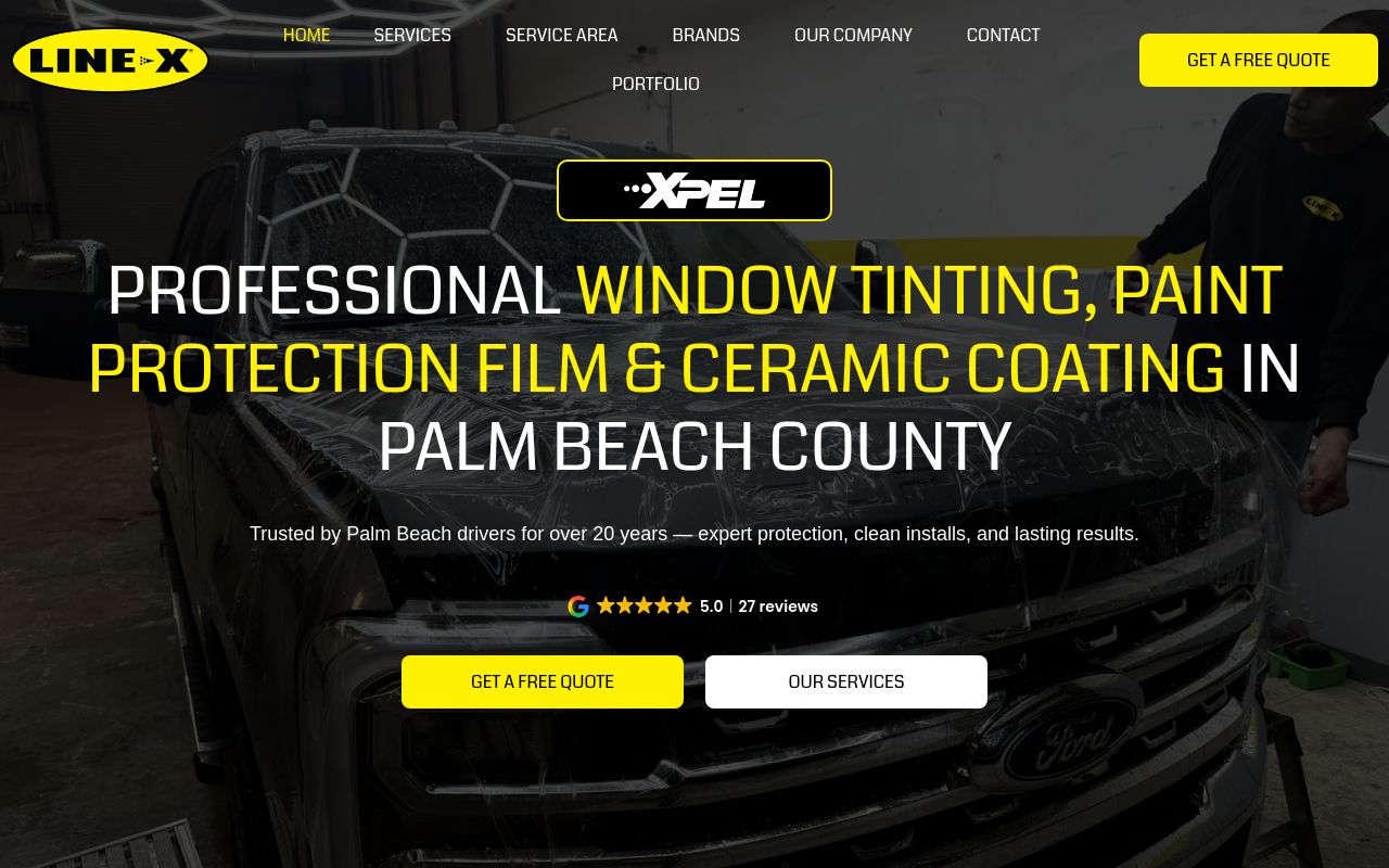 Homepage of LINE-X AUTO SPA's website