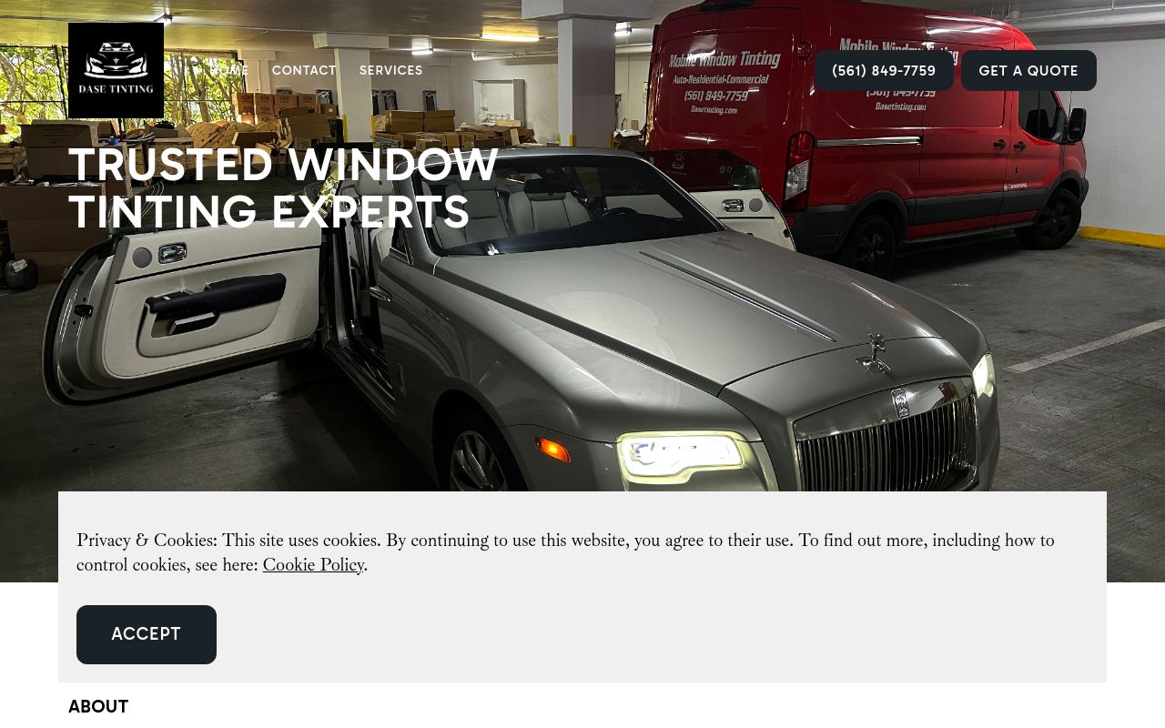 Homepage of DASE Tinting's website