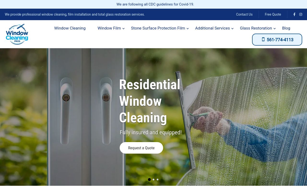 Homepage of Window Tinting Pros Palm Beach Gardens's website