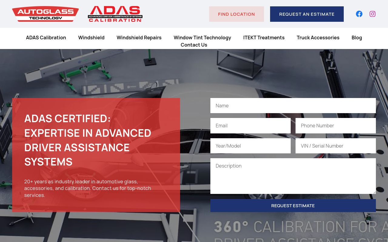 Homepage of Auto Glass Technology LLC's website