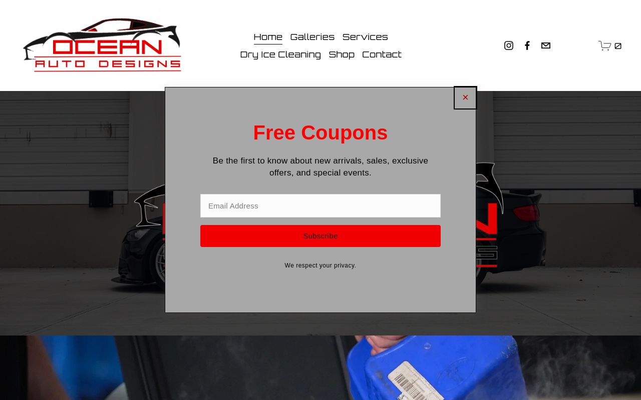 Homepage of Ocean Auto Designs | XPEL Authorized Installer | Paint Protection Film | Ceramic Coating | Window Tinting | Wraps's website