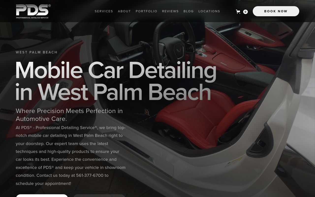 Homepage of Professional Detailing Service West Palm Beach's website