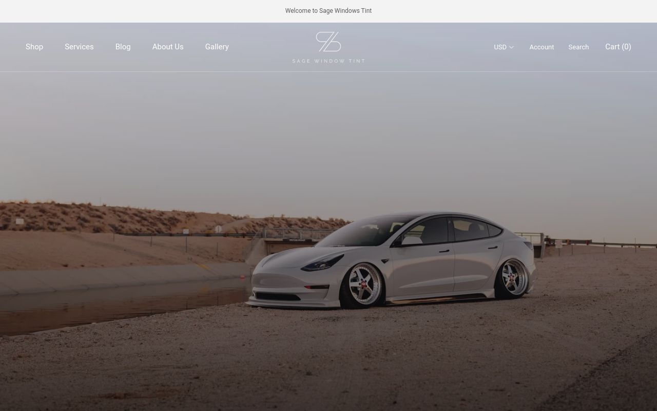 Homepage of Sage Window Tint LLC's website