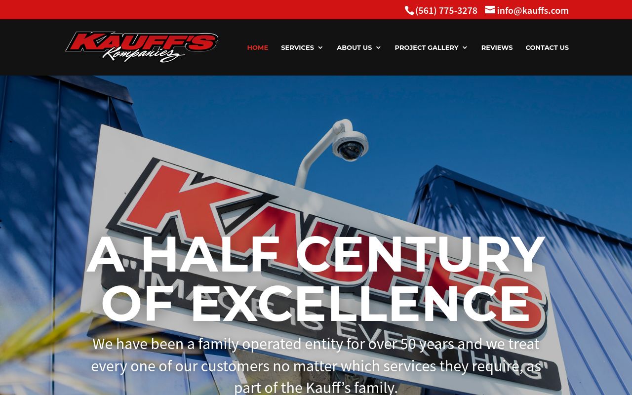 Homepage of Kauff's Signs, Wraps, & Tint's website