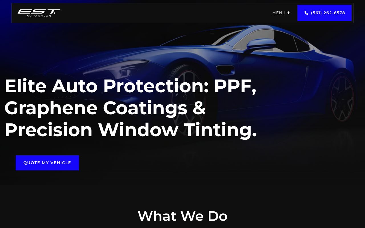 Homepage of EST Auto Salon's website