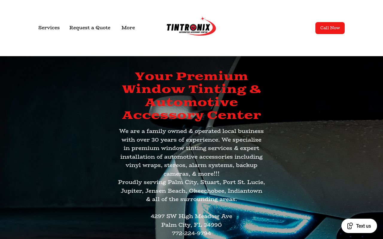 Homepage of Tintronix's website