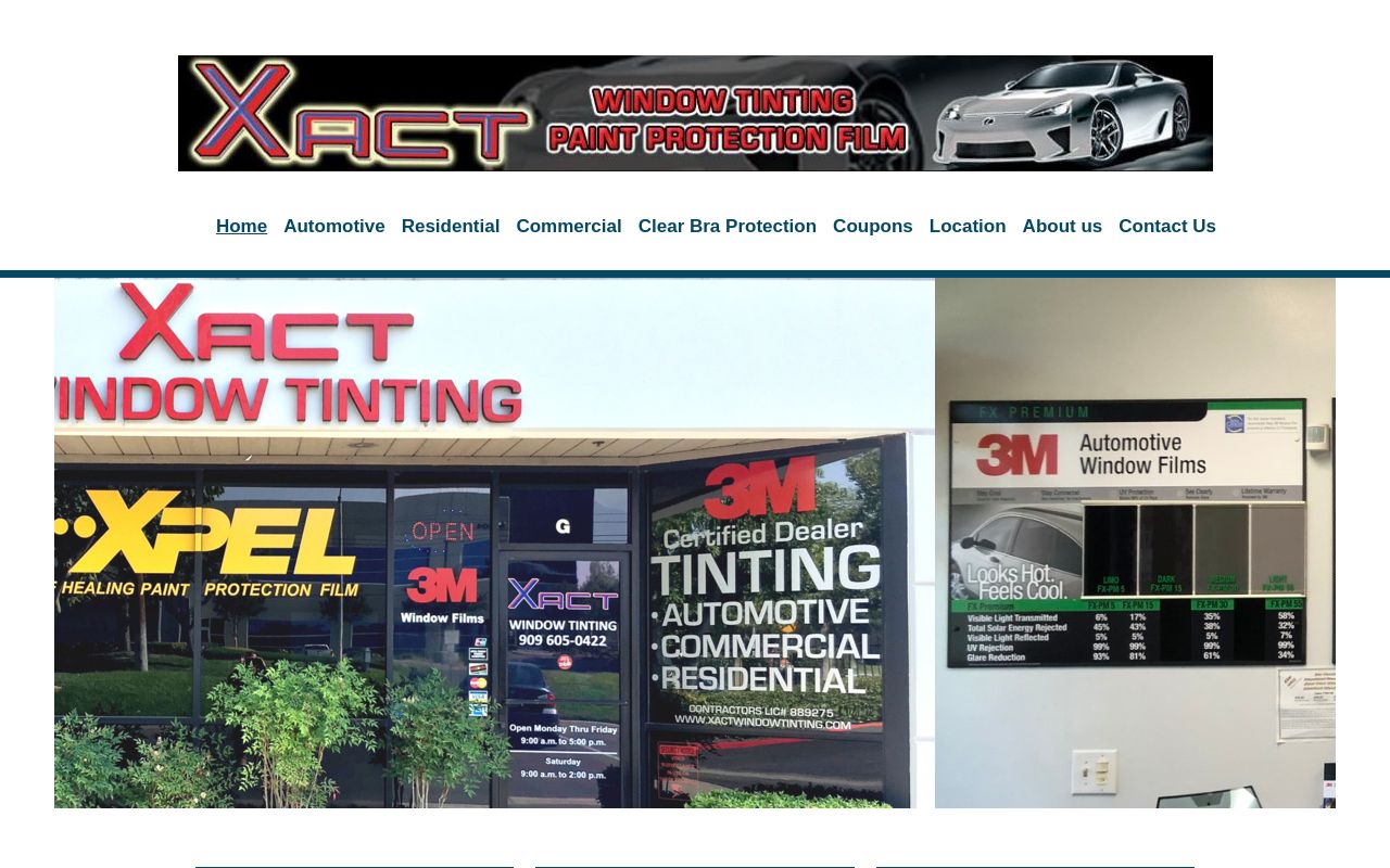 Homepage of Xact Window Tinting's website