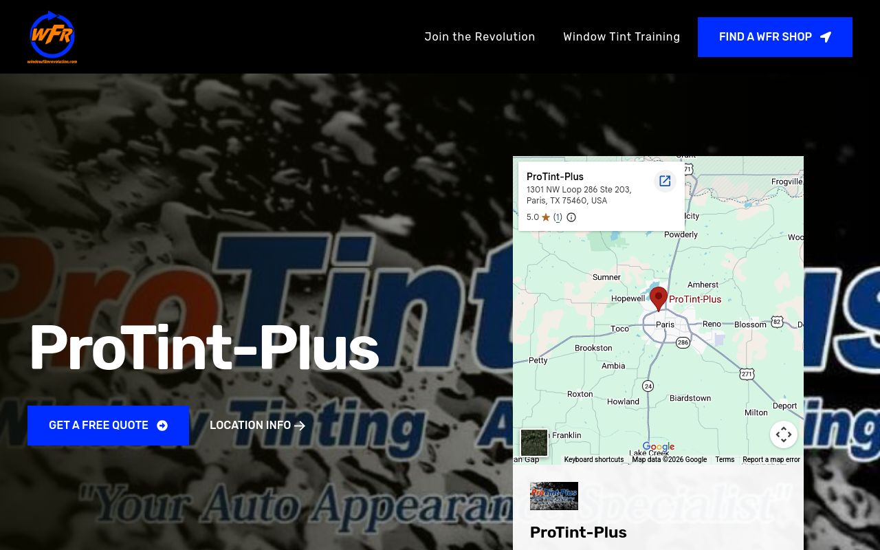 Homepage of ProTint-Plus's website