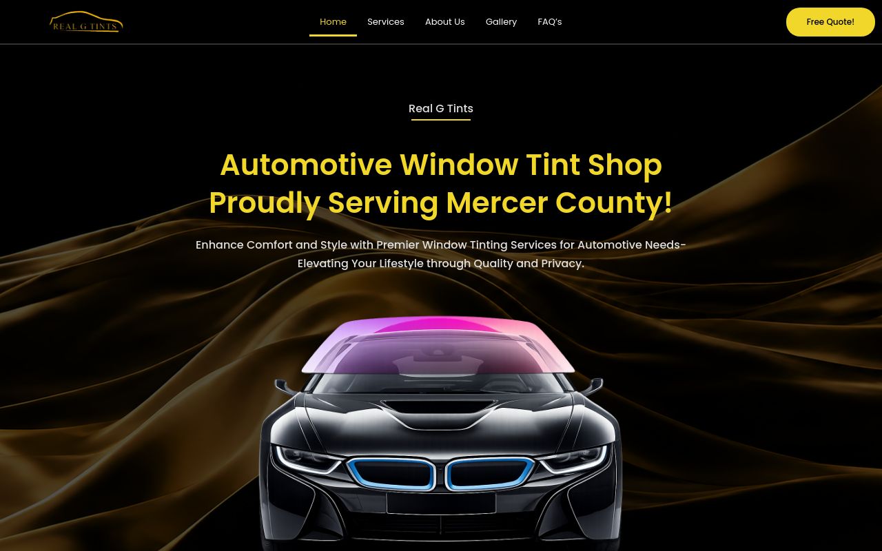 Homepage of Real G Tints's website