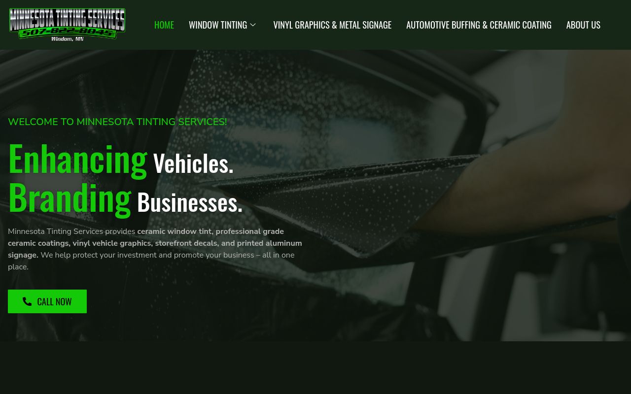 Homepage of Minnesota Tinting Services's website