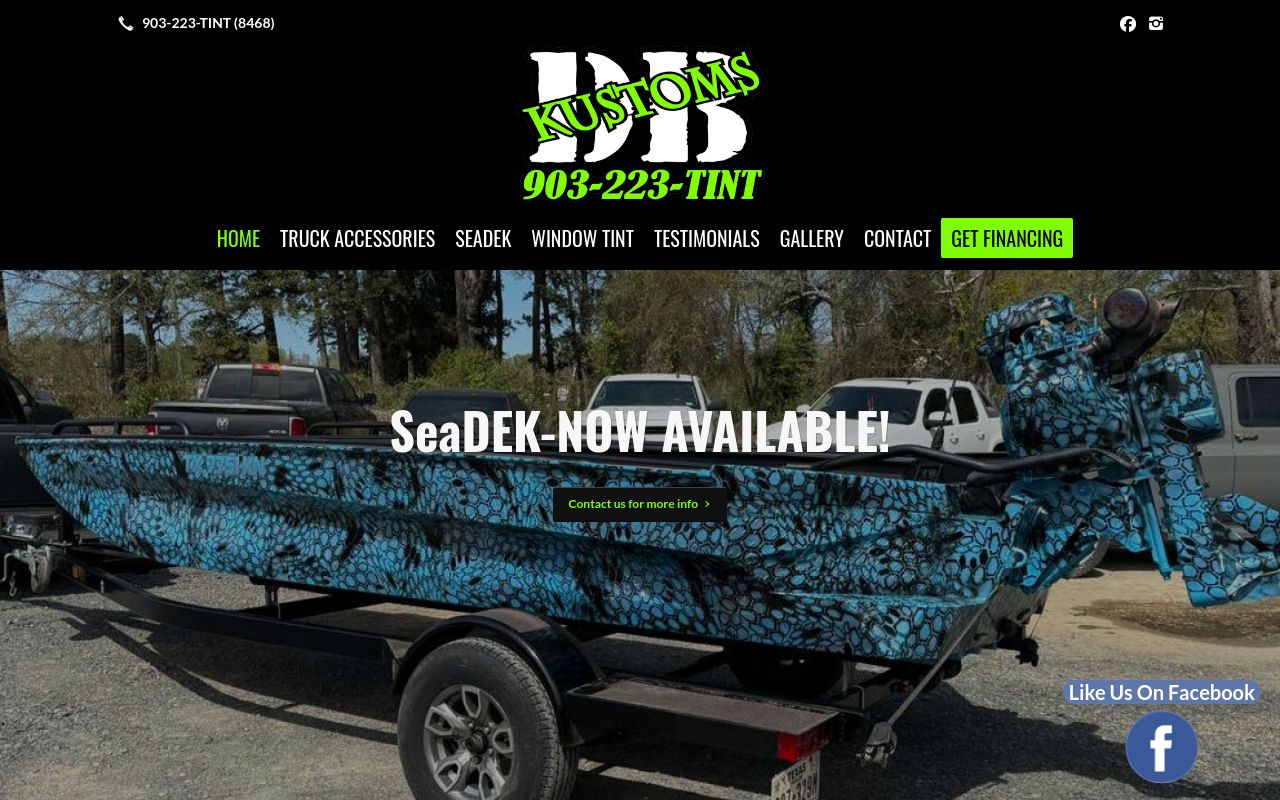 Homepage of DB Kustoms's website
