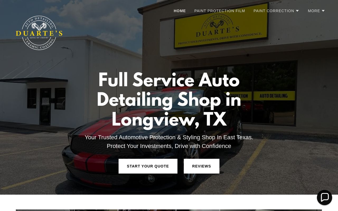 Homepage of Duarte's Detailing & Ceramic Coating, LLC's website