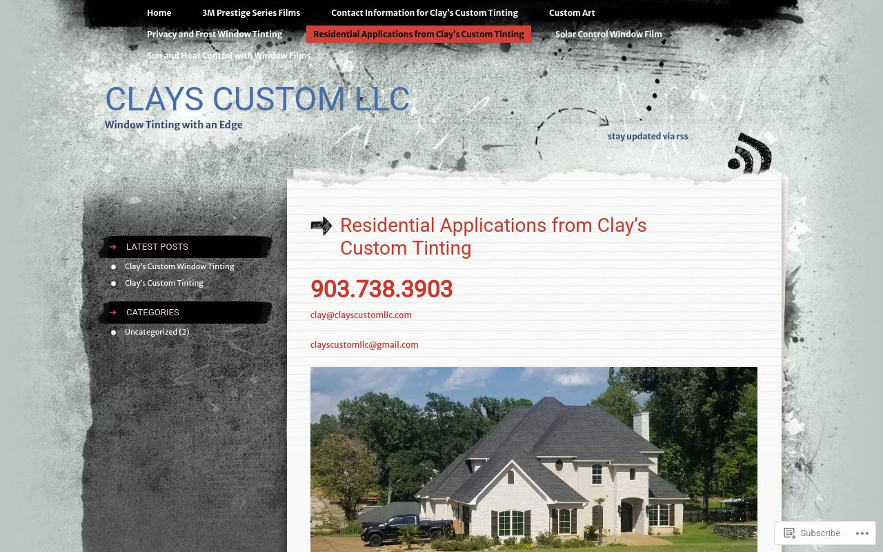 Homepage of Clay's Custom Tinting's website