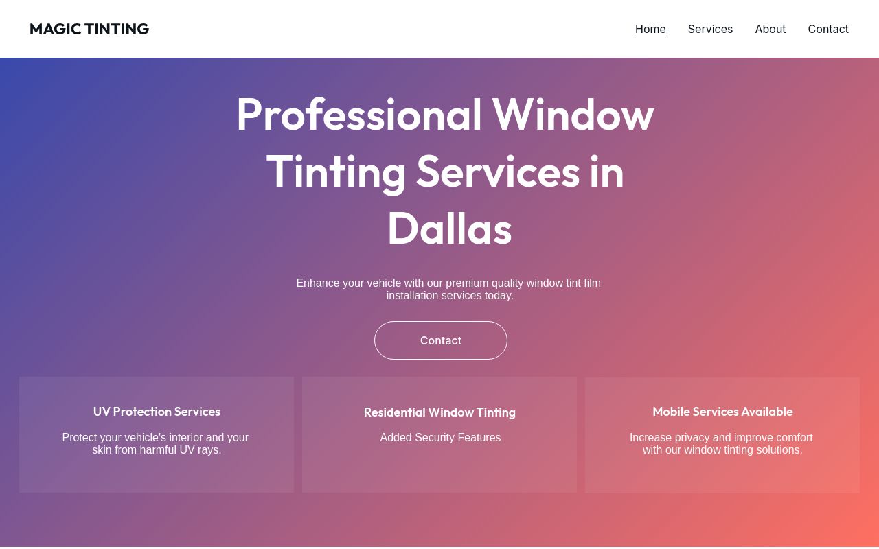 Homepage of Magic Tinting's website