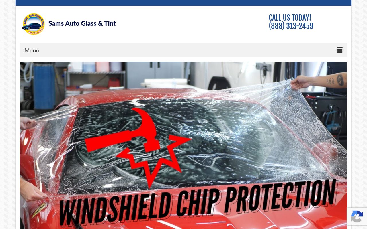 Homepage of Sams Auto Glass & Tint's website