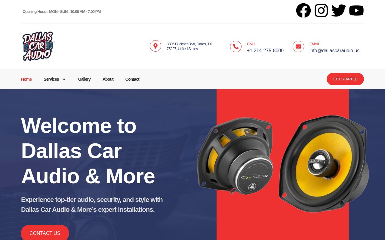 Homepage of Dallas Car Audio's website