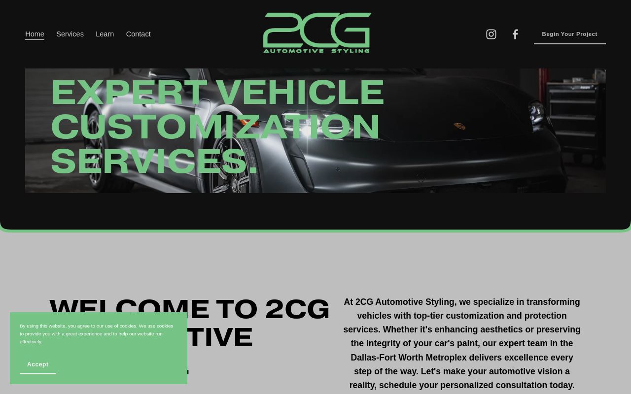 Homepage of 2CG Automotive Styling's website
