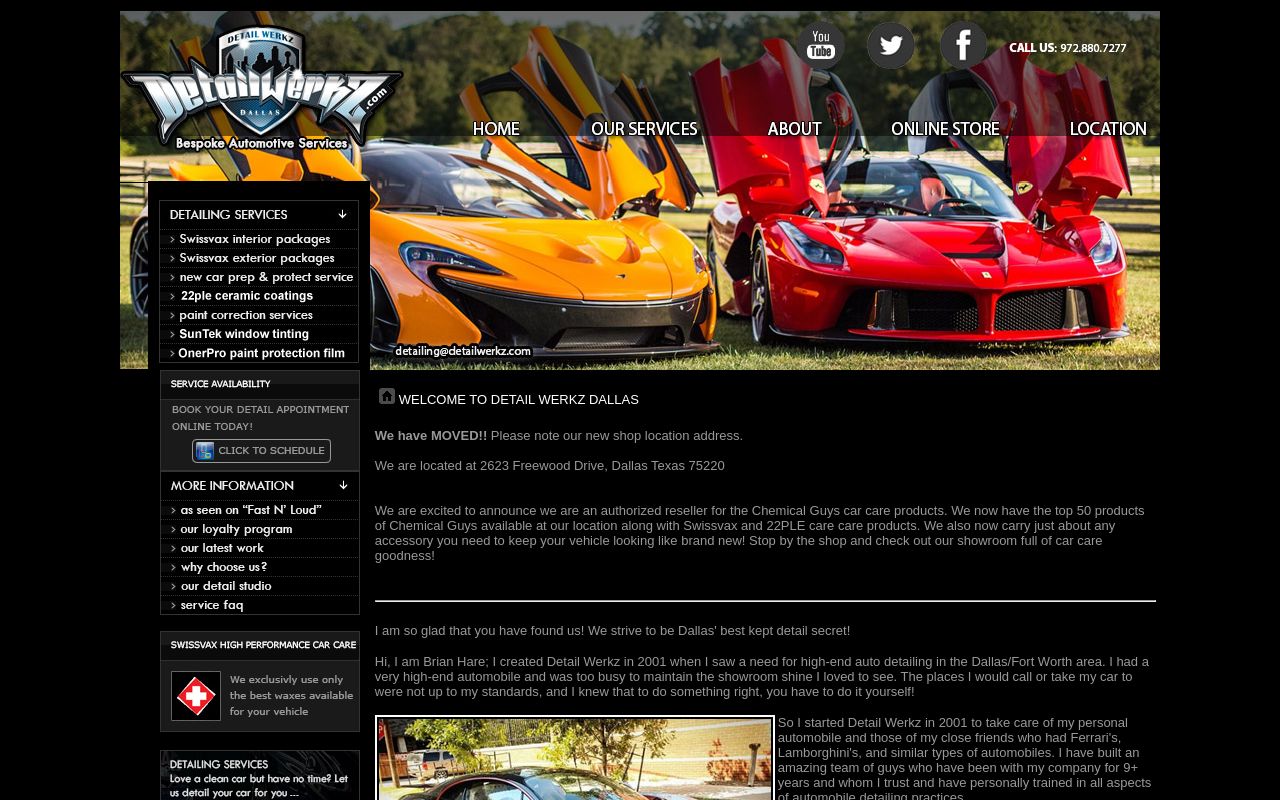 Homepage of Detail Werkz Dallas LLC's website