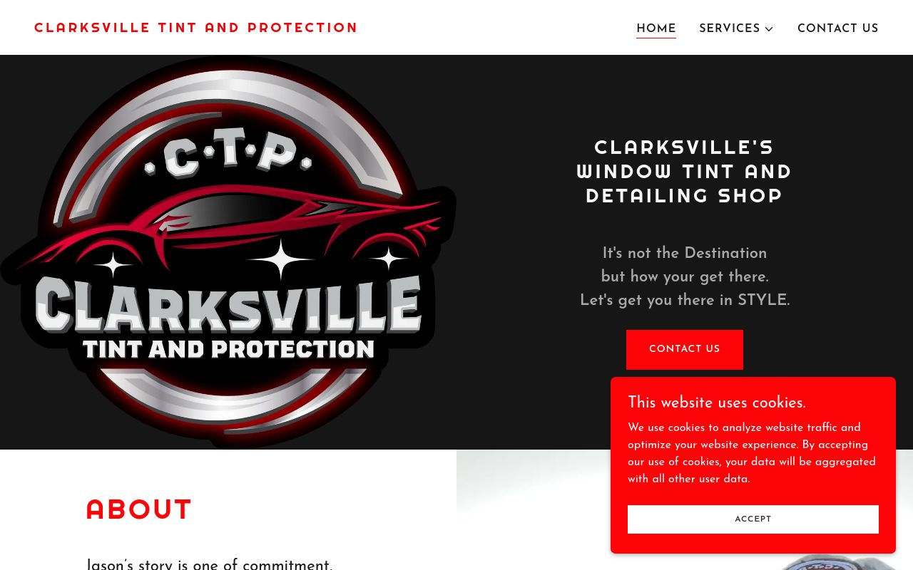 Homepage of Clarksville Tint and Protection's website
