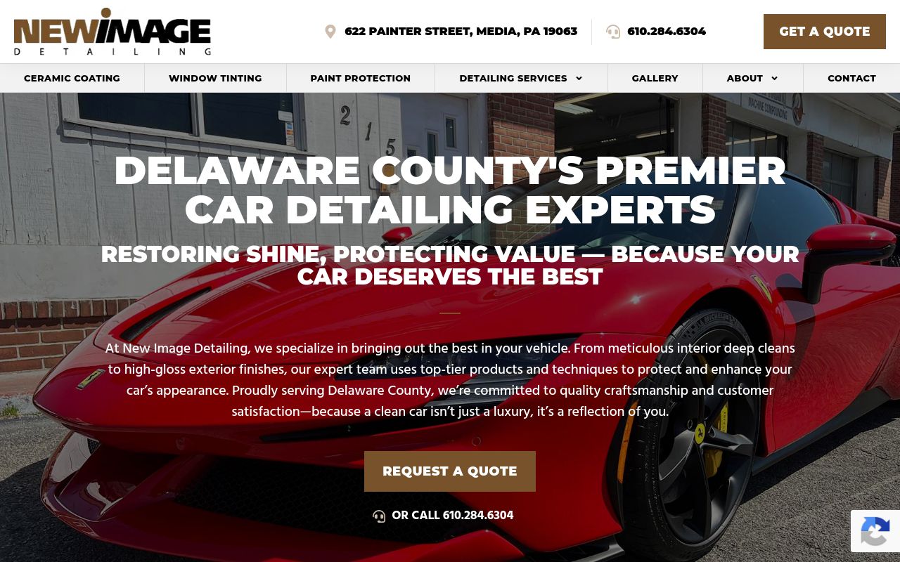 Homepage of New Image Detailing, Inc's website