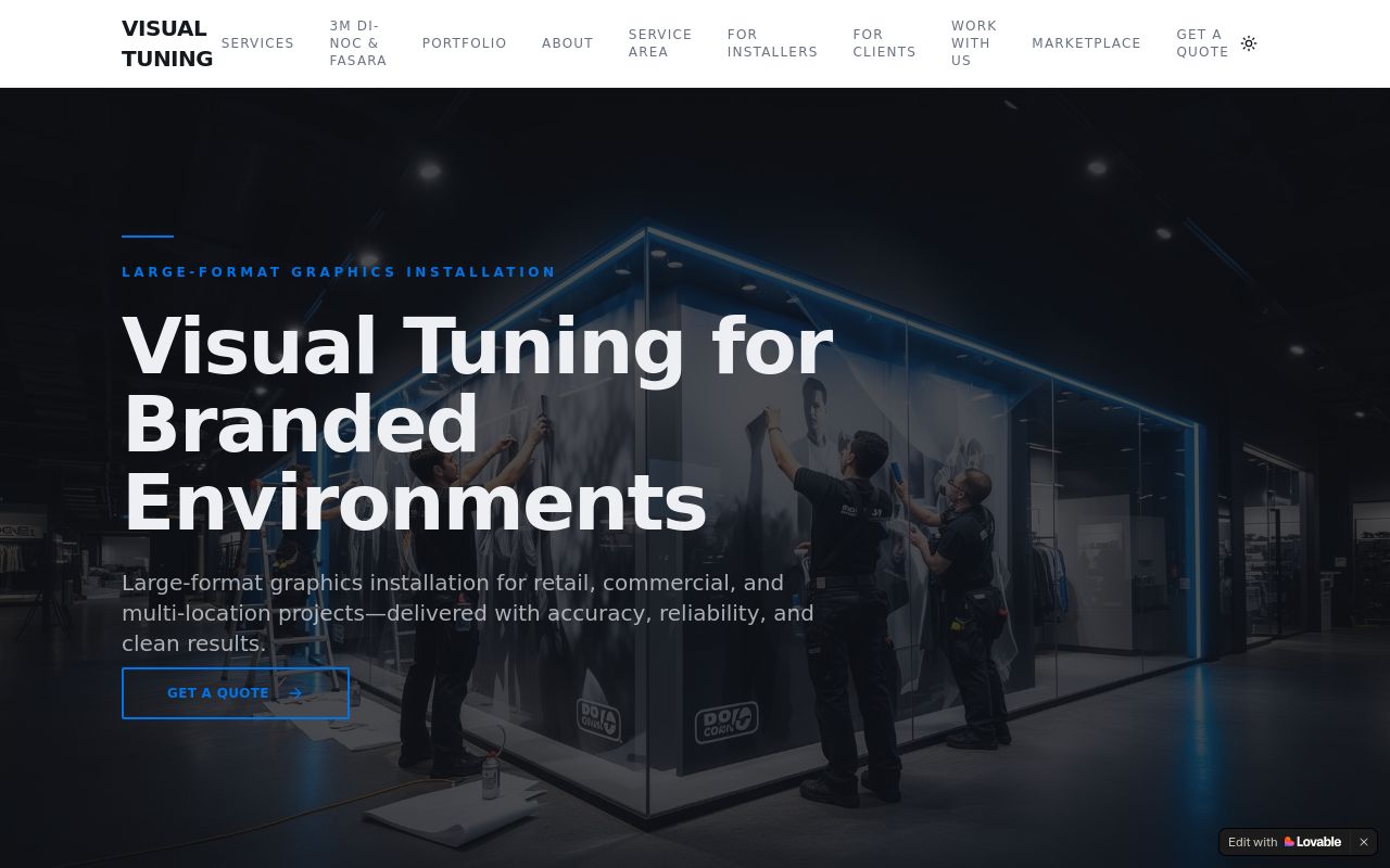 Homepage of Visual Tuning's website