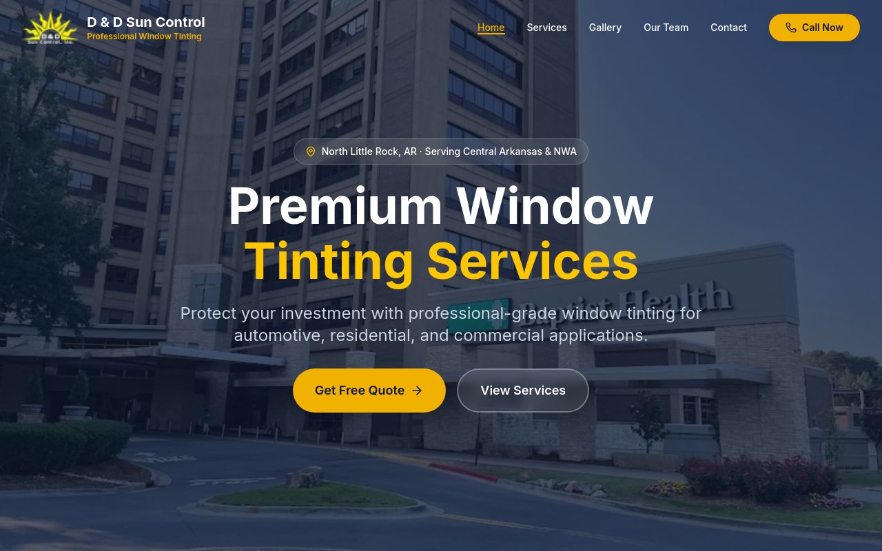 Homepage of D & D Sun Control, Inc.'s website