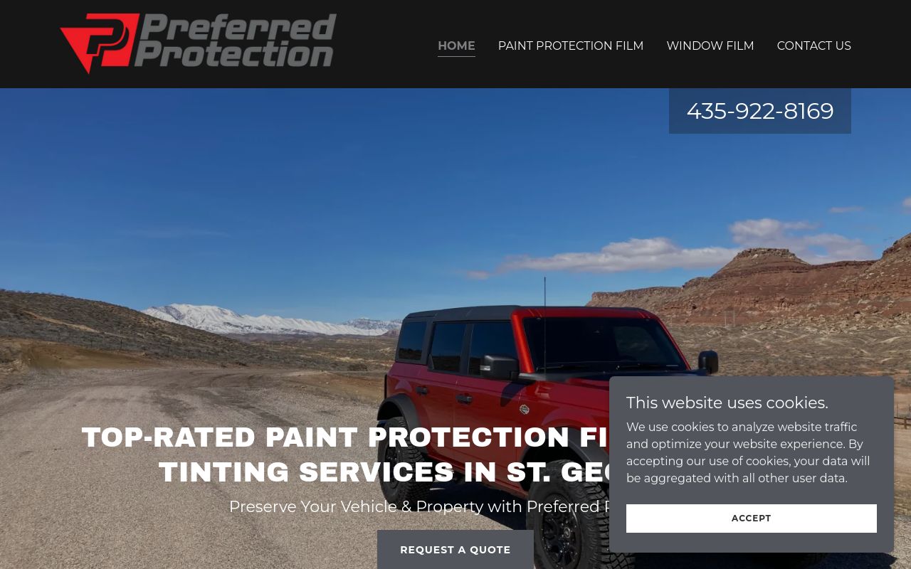 Homepage of Preferred Protection - Clear Bra and Paint Protection Film Experts's website