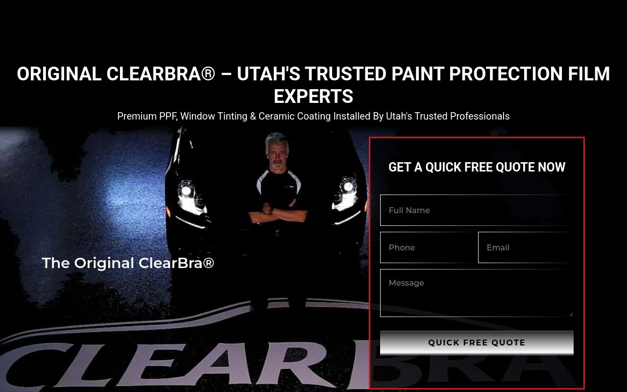 Homepage of ClearBra Inc's website