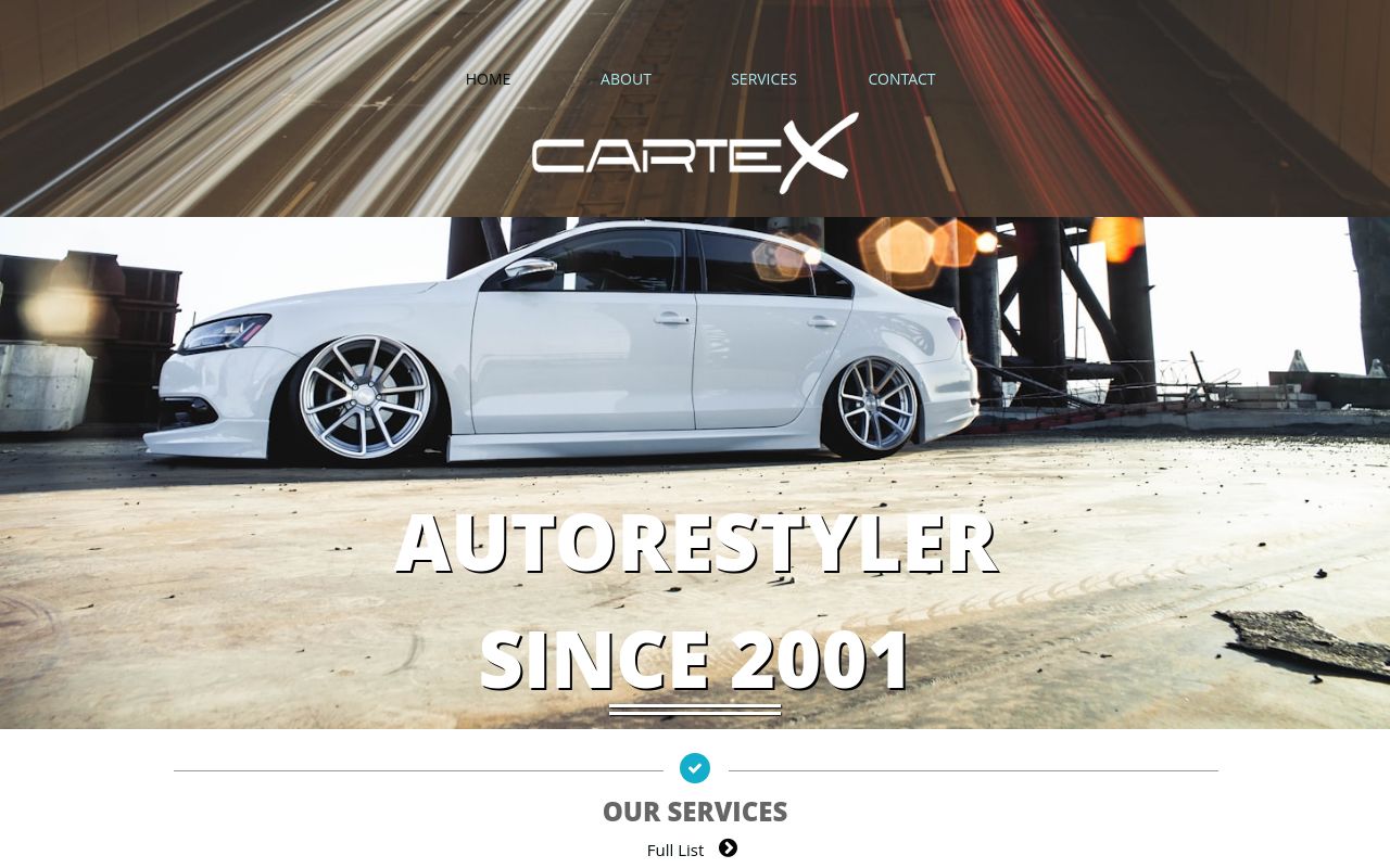 Homepage of Cartex - Window Tint's website