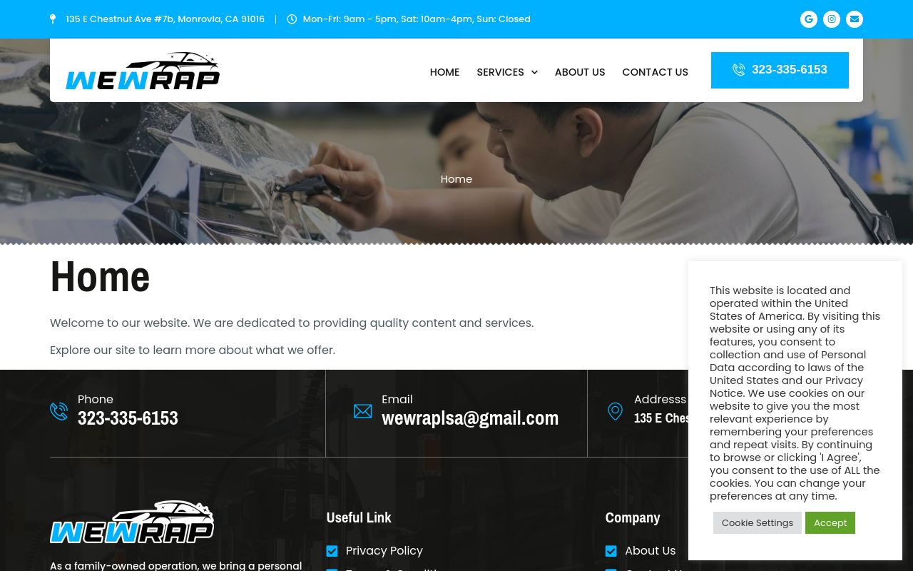 Homepage of wewrap's website